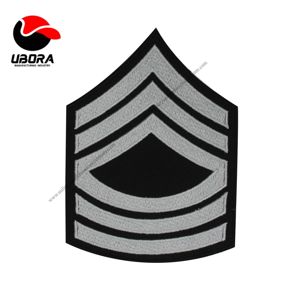 custom made white Embroidered Iron on Sew on patch For Clothes Military chevron,customized chevron 